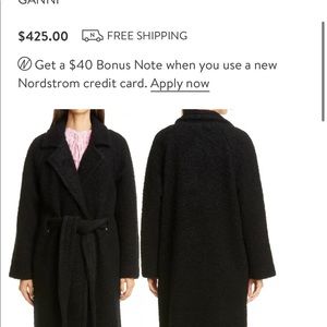 Ganni wood boucke wrap coat